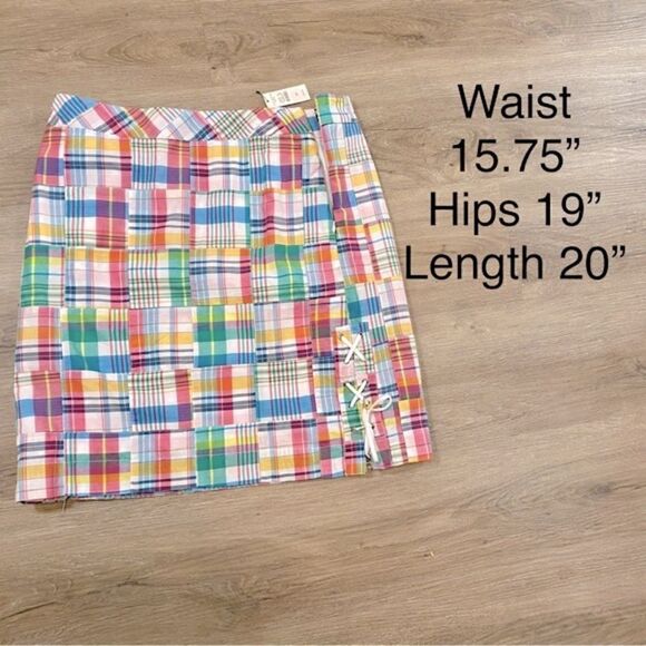 PLAID COTTON BLEND LINED MADRAS A-LINE SKIRT NWT 8P - Picture 11 of 11